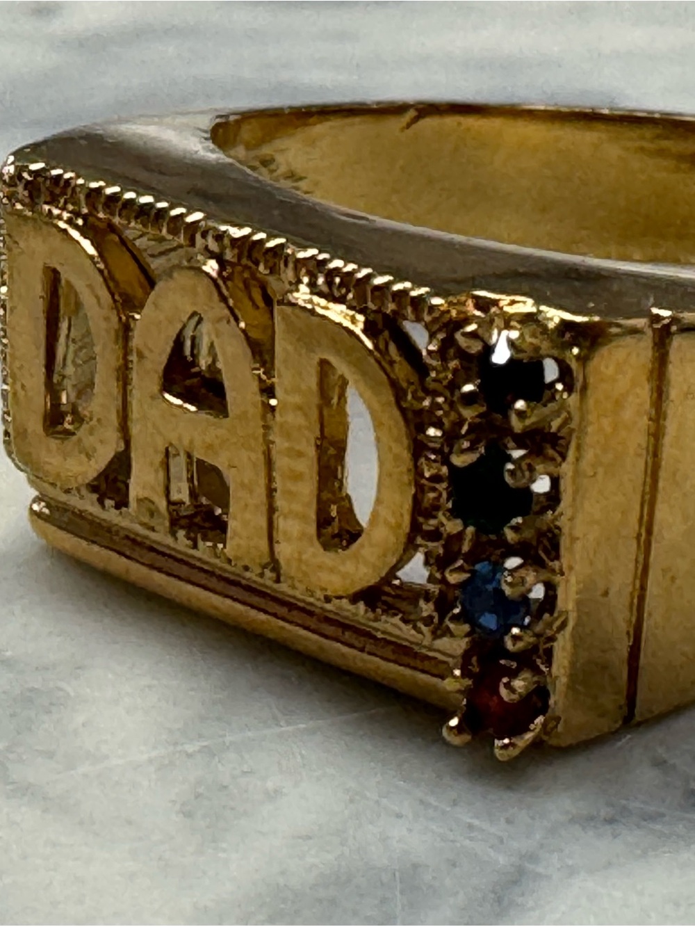 Vintage DAD Statement Ring Colorful Stone Accent Brass Sample Ring Size 9.5 - Picture 5 of 16